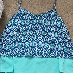 Patterned Blue Tank Top